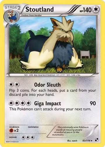 Stoutland (83/114), Black and White — Pokémon card price