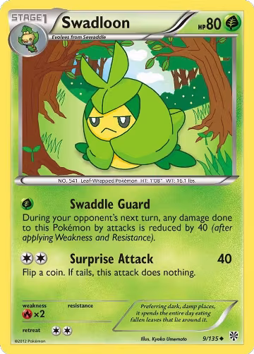 Swadloon (9/135), Plasma Storm — Pokémon card price
