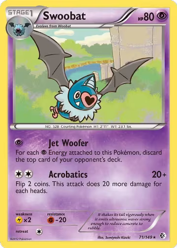 Swoobat (71/149), Boundaries Crossed — Pokémon card price