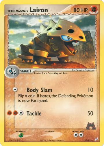 Team Magma's Lairon - 20/95 (20/95), EX Team Magma vs Team Aqua — Pokémon card price
