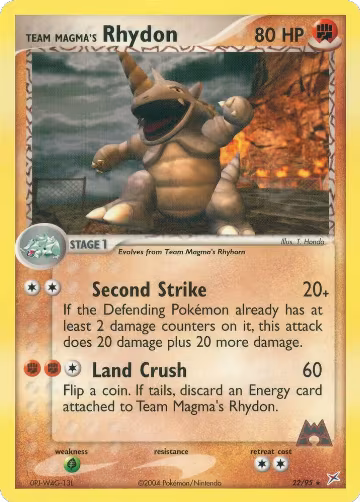 Team Magma's Rhydon - 22/95 (22/95), EX Team Magma vs Team Aqua — Pokémon card price
