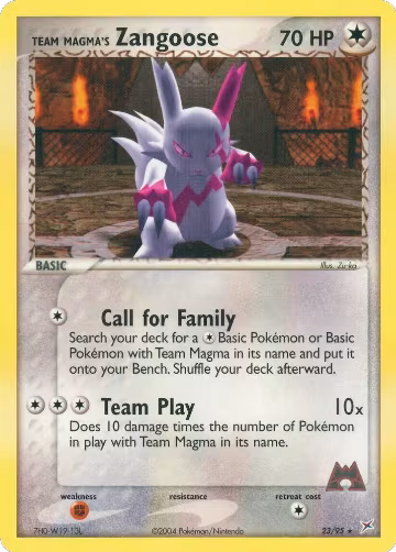 Team Magma's Zangoose (23/95), EX Team Magma vs Team Aqua — Pokémon card price