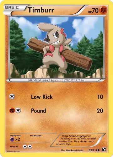 Timburr (59) (59/114), Black and White — Pokémon card price