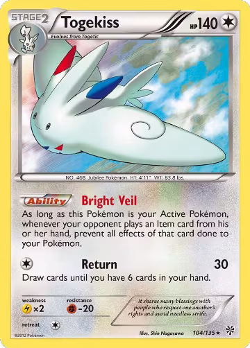 Togekiss (104/135), Plasma Storm — Pokémon card price