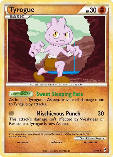 Tyrogue (36/95), Call of Legends — Pokémon card price