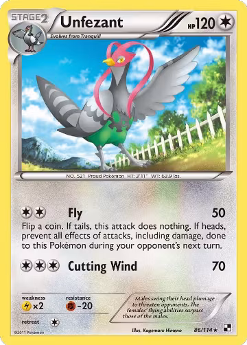 Unfezant (86/114), Black and White — Pokémon card price