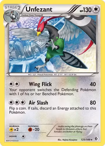 Unfezant (125/149), Boundaries Crossed — Pokémon card price