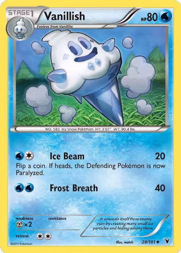 Vanillish (28/101), Noble Victories — Pokémon card price