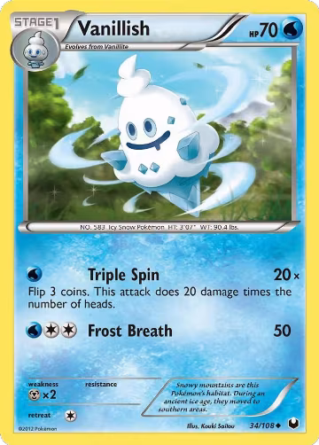 Vanillish (34/108), Dark Explorers — Pokémon card price