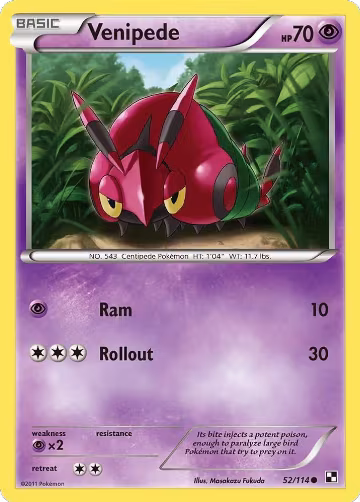 Venipede (52/114), Black and White — Pokémon card price
