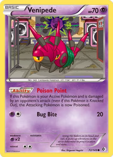 Venipede (72/149), Boundaries Crossed — Pokémon card price