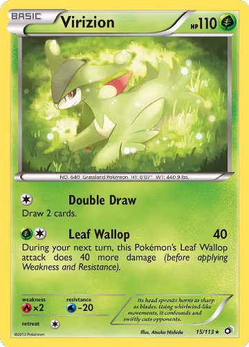 Virizion (15/113), Legendary Treasures — Pokémon card price
