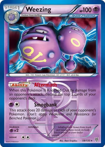 Weezing (Team Plasma) (58/135), Plasma Storm — Pokémon card price