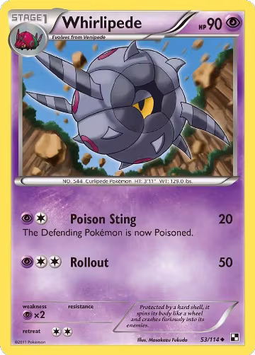 Whirlipede (53/114), Black and White — Pokémon card price