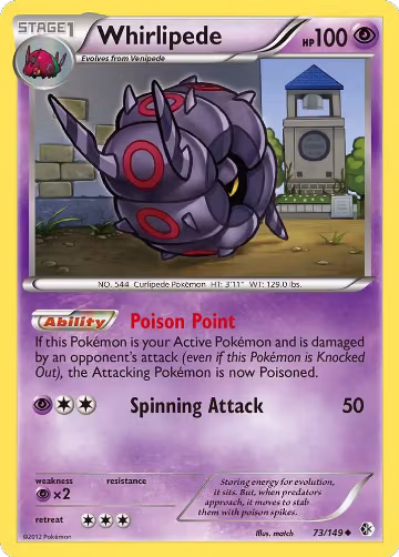 Whirlipede (73/149), Boundaries Crossed — Pokémon card price