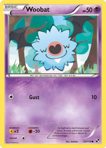 Woobat (50/114), Black and White — Pokémon card price