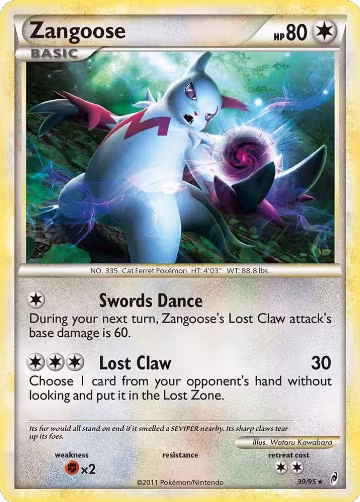 Zangoose (39/95), Call of Legends — Pokémon card price