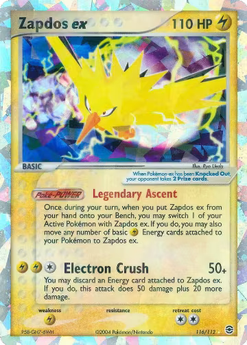 Zapdos ex (116/112), EX FireRed & LeafGreen — Pokémon card price