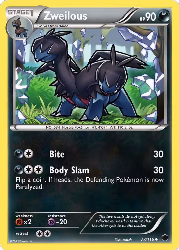 Zweilous (77/116), Plasma Freeze — Pokémon card price