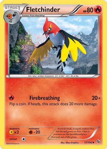 Fletchinder (17/106), XY - Flashfire — Pokémon card price