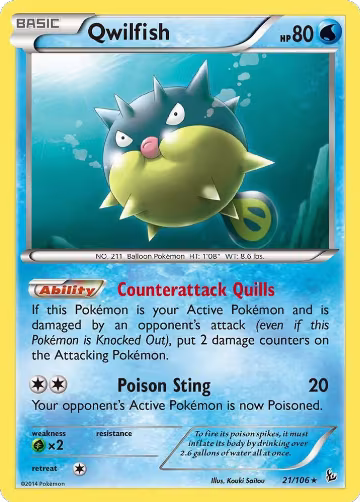Qwilfish (21/106), XY - Flashfire — Pokémon card price