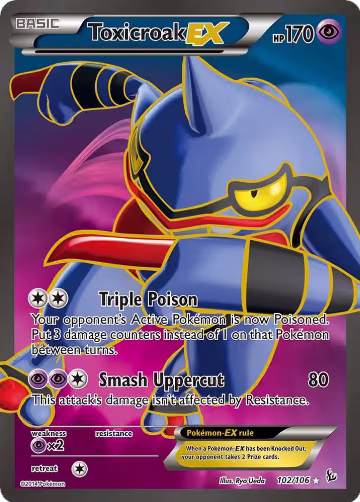 Toxicroak EX (102 Full Art) (102/106), XY - Flashfire — Pokémon card price