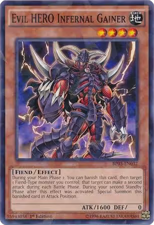 Evil HERO Infernal Gainer (Shatterfoil) (BP03-EN032), Battle Pack 3: Monster League — Yu-Gi-Oh! card price