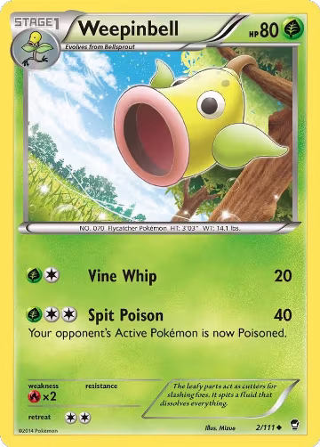 Weepinbell (2/111), XY - Furious Fists — Pokémon card price
