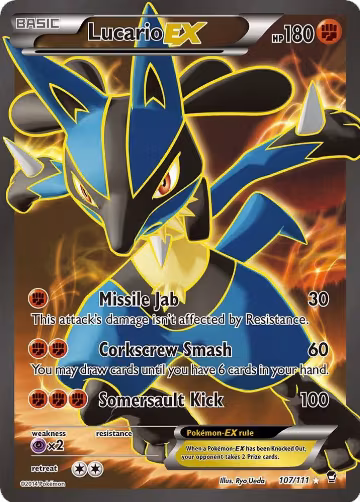Lucario EX (107 Full Art) (107/111), XY - Furious Fists — Pokémon card price