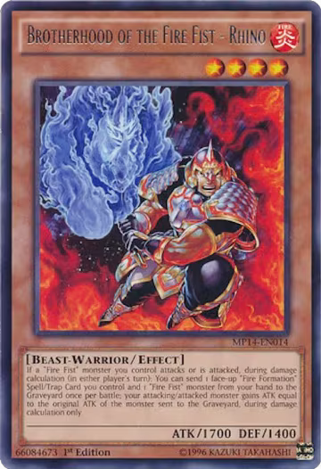 Brotherhood of the Fire Fist - Rhino (MP14-EN014), 2014 Mega-Tins Mega Pack — Yu-Gi-Oh! card price