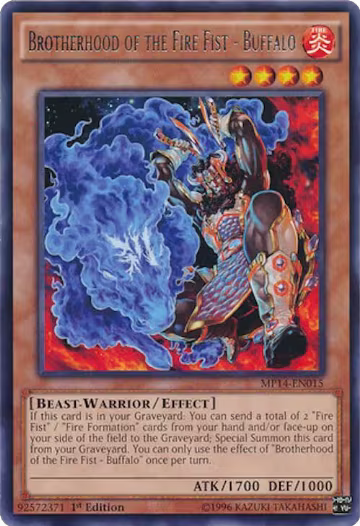 Brotherhood of the Fire Fist - Buffalo (MP14-EN015), 2014 Mega-Tins Mega Pack — Yu-Gi-Oh! card price