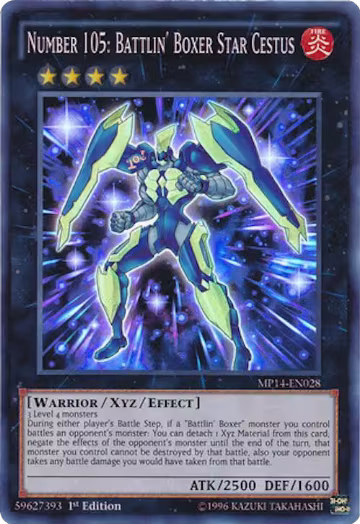 Number 105: Battlin' Boxer Star Cestus (MP14-EN028), 2014 Mega-Tins Mega Pack — Yu-Gi-Oh! card price