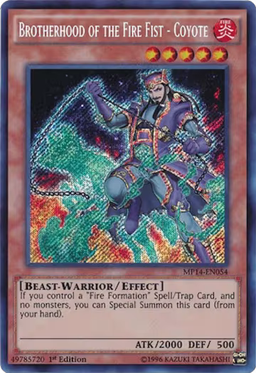 Brotherhood of the Fire Fist - Coyote (MP14-EN054), 2014 Mega-Tins Mega Pack — Yu-Gi-Oh! card price