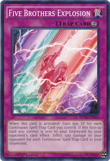 Five Brothers Explosion (MP14-EN058), 2014 Mega-Tins Mega Pack — Yu-Gi-Oh! card price