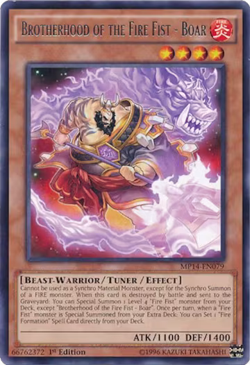 Brotherhood of the Fire Fist - Boar (MP14-EN079), 2014 Mega-Tins Mega Pack — Yu-Gi-Oh! card price