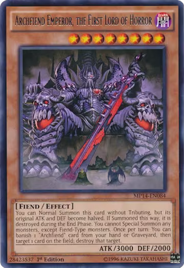 Archfiend Emperor, the First Lord of Horror (MP14-EN084), 2014 Mega-Tins Mega Pack — Yu-Gi-Oh! card price
