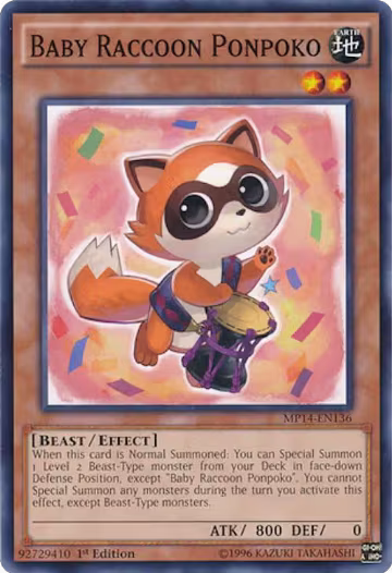 Baby Raccoon Ponpoko (MP14-EN136), 2014 Mega-Tins Mega Pack — Yu-Gi-Oh! card price