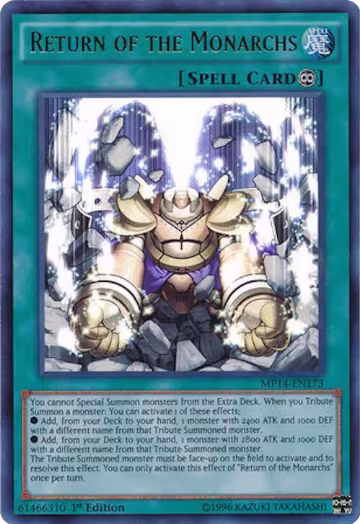 Return of the Monarchs (MP14-EN173), 2014 Mega-Tins Mega Pack — Yu-Gi-Oh! card price