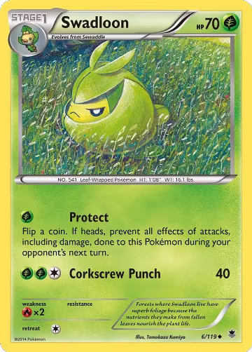 Swadloon (6/119), XY - Phantom Forces — Pokémon card price