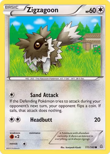 Zigzagoon (111/160), XY - Primal Clash — Pokémon card price