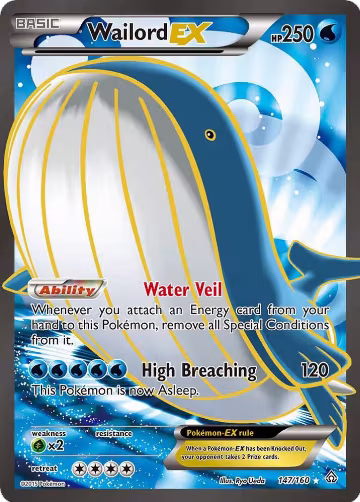 Wailord EX (147 Full Art) (147/160), XY - Primal Clash — Pokémon card price