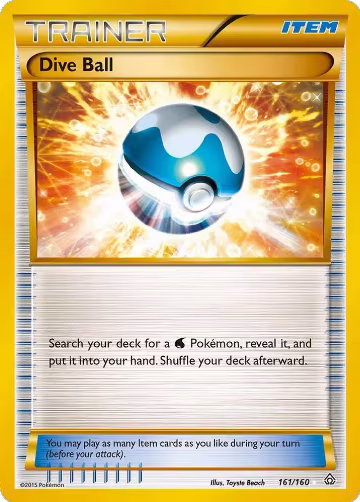 Dive Ball (161 Secret Rare) (161/160), XY - Primal Clash — Pokémon card price