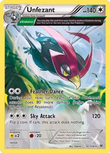 Unfezant (81 Delta) (81/108), XY - Roaring Skies — Pokémon card price