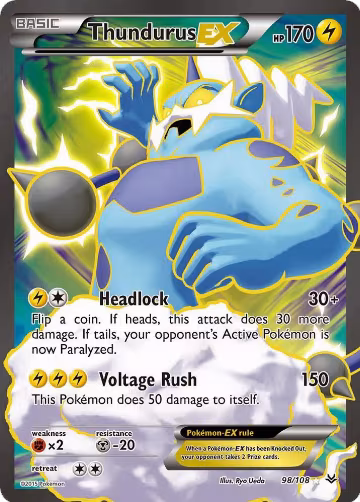 Thundurus EX (98 Full Art) (98/108), XY - Roaring Skies — Pokémon card price