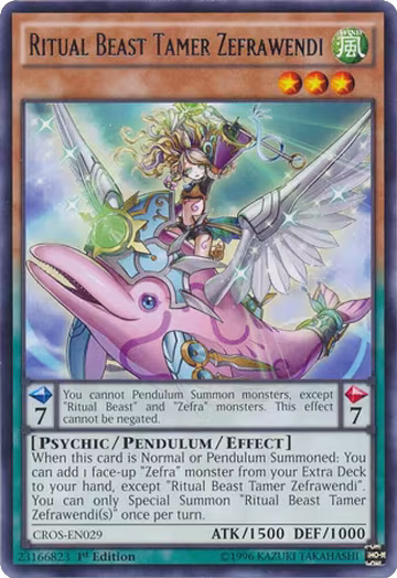 Ritual Beast Tamer Zefrawendi (CROS-EN029), Crossed Souls — Yu-Gi-Oh! card price