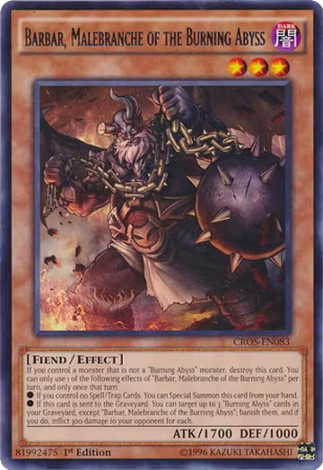 Barbar, Malebranche of the Burning Abyss (CROS-EN083), Crossed Souls — Yu-Gi-Oh! card price